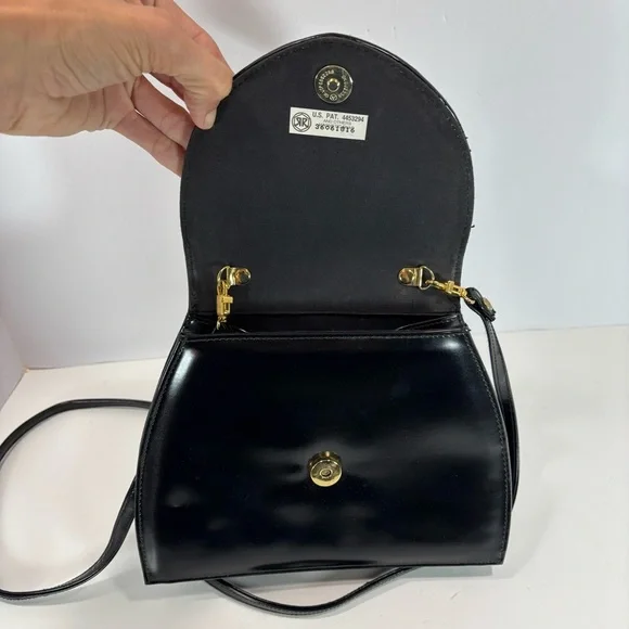 Vtg Cow Print Faux Leather Crossbody Handbag Black Long Strap Boho Western Hip - Picture 5 of 9